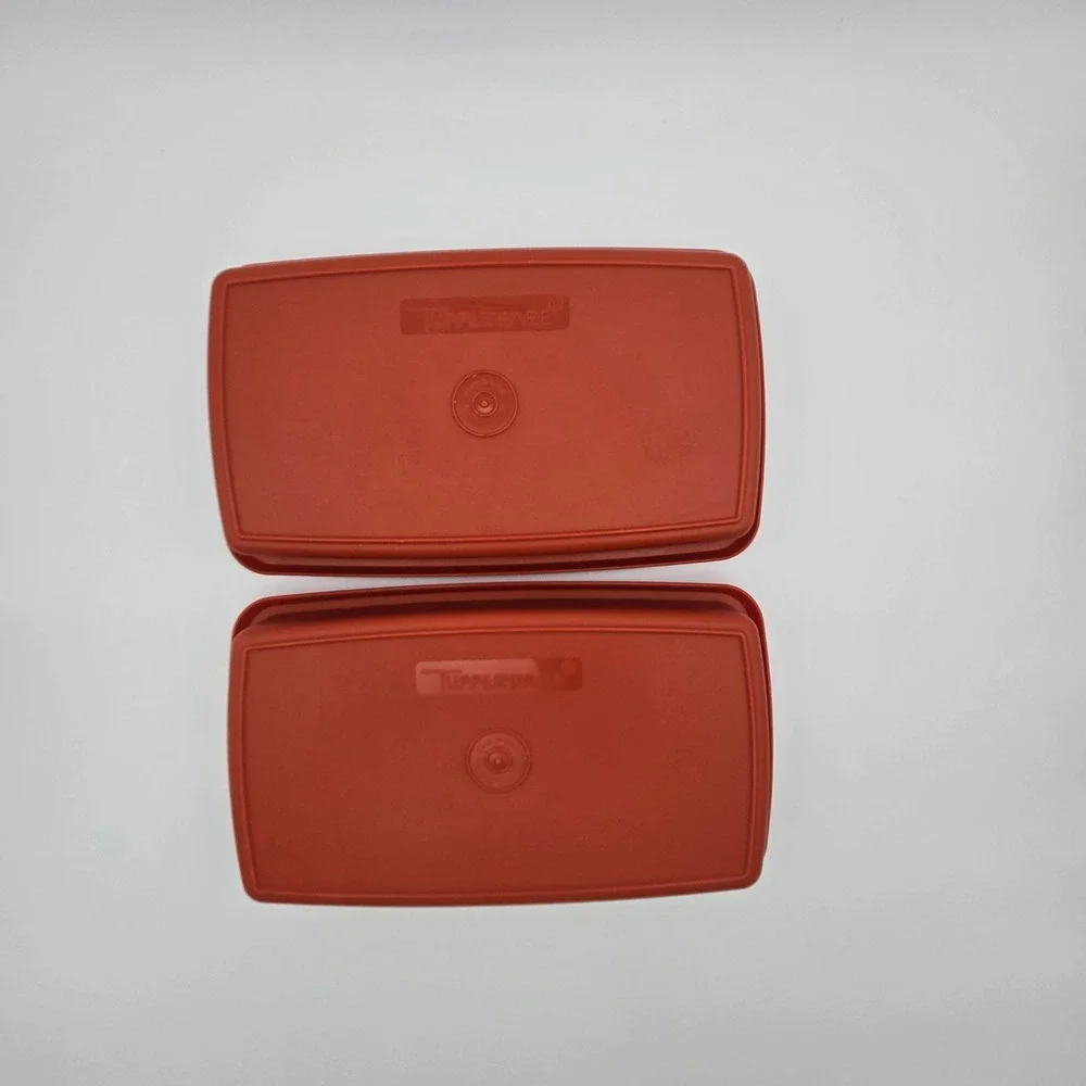 Tupperware Food Storage Containers Set 3 Red Vintage Kitchen Mid-Century Modern